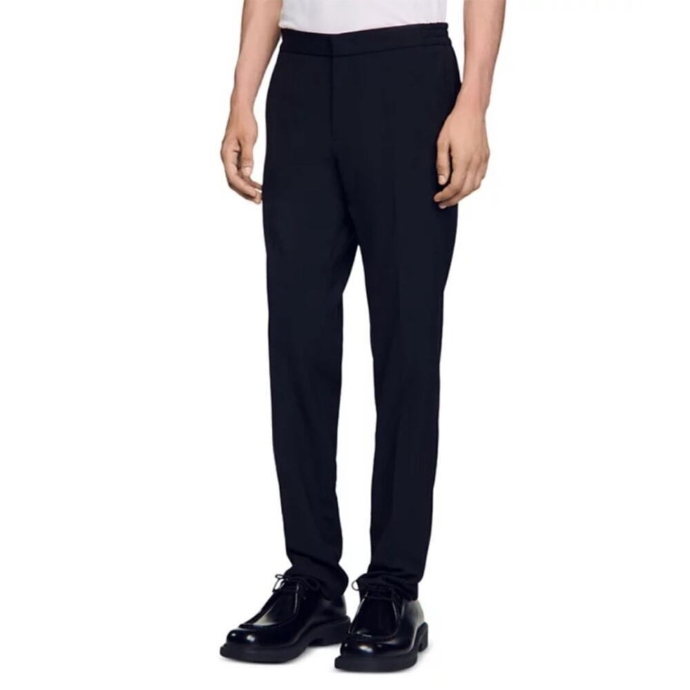 Sandro Paris Men’s Delta Marine Navy Wool Trousers Size FR46
